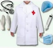 Kids White Colour Doctor Coat With Kit Size 4 Y