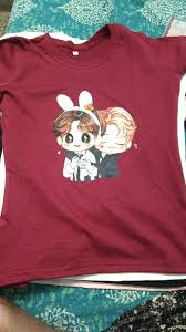 Maroon Colour Printed T Shirt Size L For Women