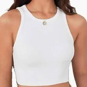 White Colour Tank Top For Women Size Xxs