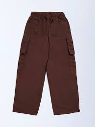Brown Colour Double Pocket Trousers Kids Girls Size 11 To 13Y