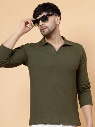 Rigo Waffle Classic T Shirt Olive For Men Size L