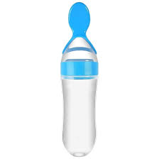 Transparent And Blue Silicone Kids Milk Bottle