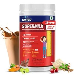 Gritzo Supermilk Height Plus 13 Plus Girls 13G Protein Powder Double Chocolate 400G