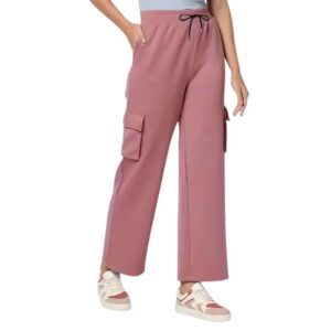 Dusty Pink Double Pocket Trousers For Women Size M