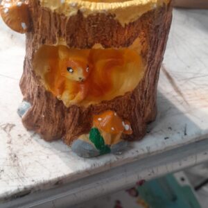Decorative Tree Stump Planter Pot Yellow Brown