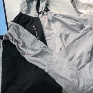 Mens Black With Grey Hooded T Shirt Size M