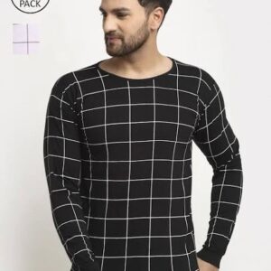 Mens Black With White Checkered T Shirt Size S