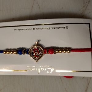 Red And Blue Om Rakhi For Brother