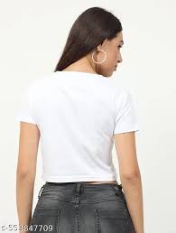 White Color Crop Top For Women Size L