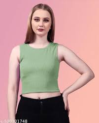 Green Color Tank Top For Women Size M
