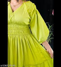 Parrot Green Fashion Trendy Summer Pure Cotton Maxi Dress Size M For Women