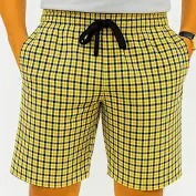 Yellow Colour Checked Cotton Shorts Size Xl For Men