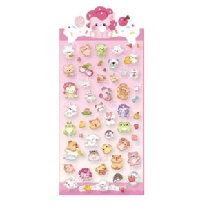 Cute 3D Embossed Kawaiisticker Sheet