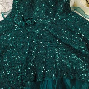 Girls Christmas Dress With Sequin Chenille Dress Fluffy Green Skirt Princess Clothes Size 24