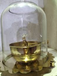 Antique Golden Brass Akhand Diya Oil Lamp 1Pc