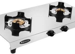 Nikki Flame Heavy Body Bahubali M3180 Stainless Steel Manual Gas Stove 2 Burners