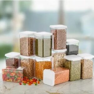 Plastic Container Set Of 12 Pcs With Lid