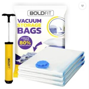 Boldfit Bags Vacuum Storage Bag Cloth Travel Pump Travel Vacuum Bags Pack Of 3