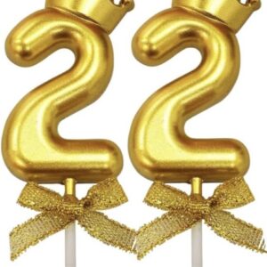 22 Number Cake Candle Crown Golden