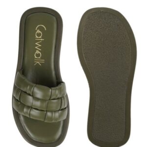 Catwalk Women Braided SlipOn Sandals Size 4 Green Color