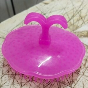 Pink Hand Grip Round Plastic Hair Washing Comb Manual Hair Massager