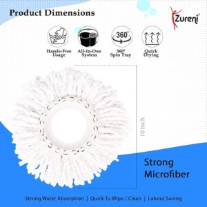 Mop Head Refill 360Spin Mopping Water Absorbent Microfiber Cleaner White