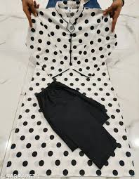 White Print Kurti Set Size 46