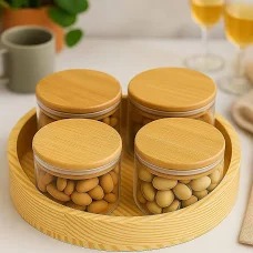 Wooden Lid Glass Jar 4