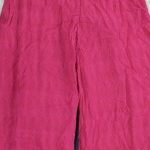 Pink Cotton Regular Fit Embroidered Trousers For Women Size L