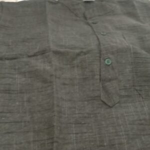 Black Half Sleeve Blend Kurta For Men Size 40