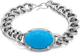 Sky Blue Stone Silver Chain Bracelet Pack Of 2