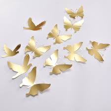 Gold Colour Foil Butterfly Decorations 10 Pcs