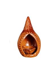 Stylish Decor Clay Coconut Deepam Lamp For Pooja