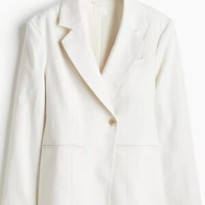 H And M Women Slim Fit Singlebreasted Blazer White Size S