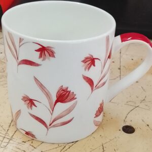 Red And White Floral Design Tea Cup