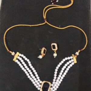 Womens Fancy White Moti Necklace With Earrings