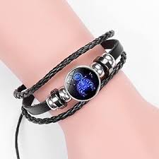 Zodiac Sign Spirit Constellation Black Leather Bracelet