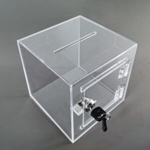 Transparent Acrylic Donation Box Daan Patra Visiting Card Box With Key Charity