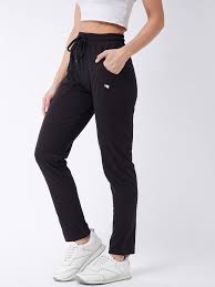 Women Black Color Track Pant Size M