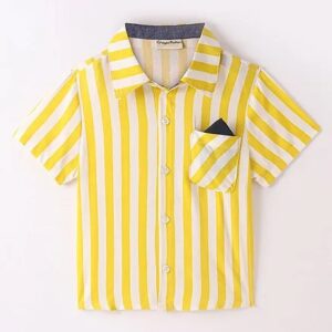 Crayonflakes Kids Boys Yellow And White Color Striped Shirt Size 12 To 14 Y