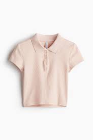 Ribbed Polo Shirt Pink Colour Size M