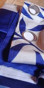 1 Piece Eyelet Polyester Door Curtain Blue And White Colour