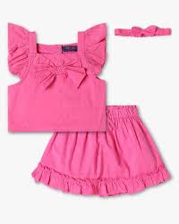 Inf Frendz Girls Swiss Dot Top And Skirt With Headband Pink Size 18 To 24M