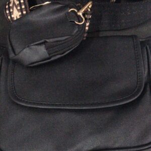 Fancy Black Leather Handbag With Mini Wallet For Women 1Pc