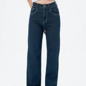 Off Duty India Cosmic Blue Dad Fit Straight Jeans For Women Size 36