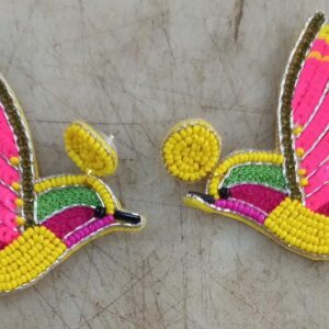 Triyama Handmade Multicolor Beaded Butterfly Earrings For Womens