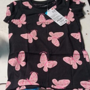 Pantaloons Girls Black With Pink Butterfly Printed T Shirt Size 5 To 6 Y