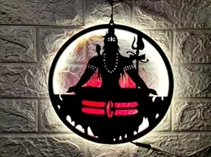 Mahadev Shiv Ji Neon Led Wall Decor Mdf Wood Backlit Wall Art With Living Room 10 Inch X 10 Inch