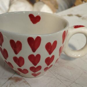 Cream Colour Hand Painted Royal Heart Coffee Cup