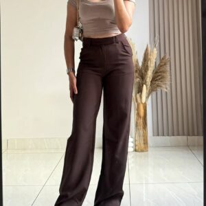 Stella Coffee Brown Side Hook Trousers For Women Size 26
